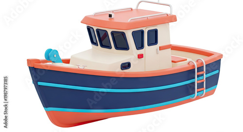Cartoon Fishing Boat Illustration