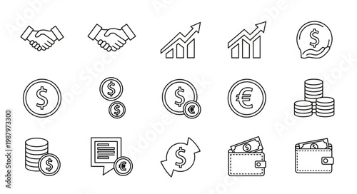 Financial Business Icons Set Vector Illustration.