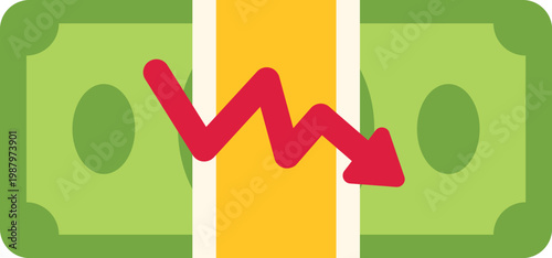 Stack of cash notes showing a financial decline