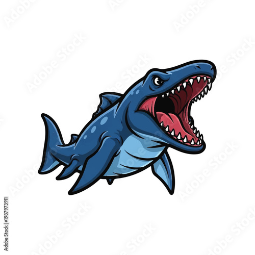 Cartoon shark with open mouth 1.