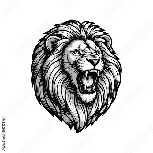 Roaring Lion Head Close Up Portrait.