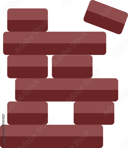 Masonry wall crumbling due to an unstable structure and falling bricks