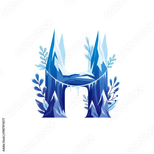 Wallpaper Mural Ice letter H with frosty branches and icicles winter alphabet Torontodigital.ca