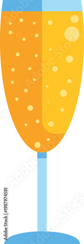 Flat design icon of an effervescent beverage in a flute glass