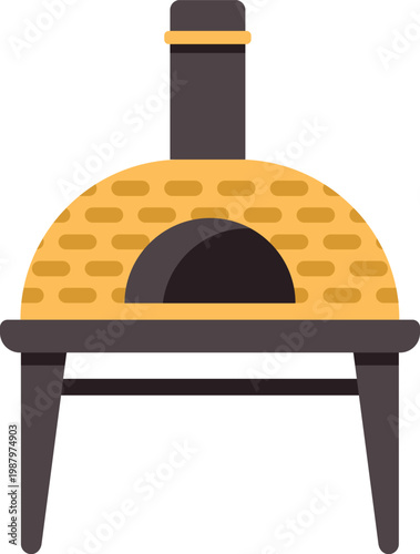 Classic outdoor brick oven with a chimney for cooking pizza and bread