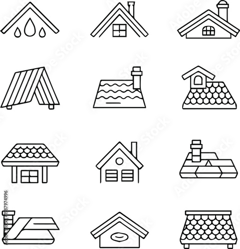 roof icon pack vectors roof outlines tiles gutters weatherproof