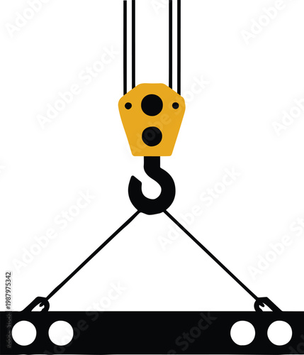 crane hoist supporting perforated steel girder with rigging
