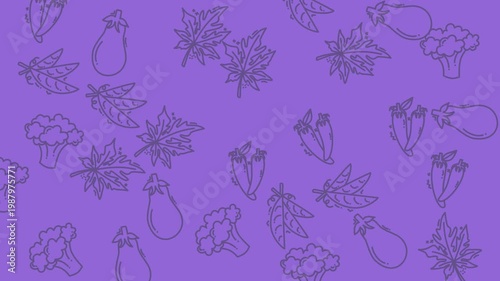 Botanical Sketches on Purple Background Video.