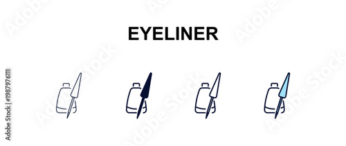 eyeliner multi-style outline icon set - beauty concept. Thin line, regular, filled, colored eyeliner icon