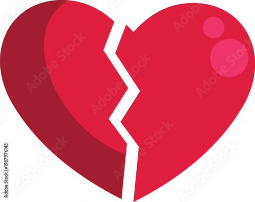 Red broken heart icon representing feelings of grief, divorce, and relationship end