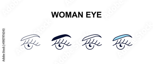 woman eye multi-style outline icon set - beauty concept. Thin line, regular, filled, colored woman eye icon