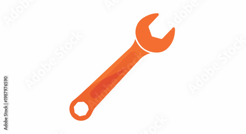 Bright orange open-end wrench on a white background highlighting a hand tool for repairs and mechanical projects