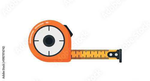 Orange tape measure with yellow retractable tape extended on a white background, a handy DIY precision tool