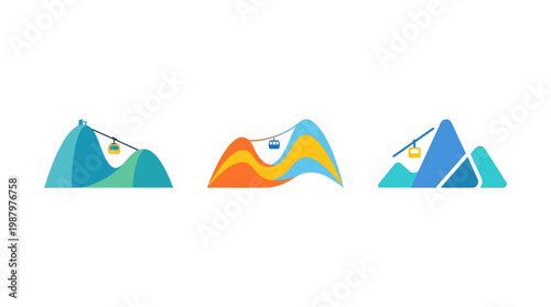 Abstract Mountain Designs with Cable Cars