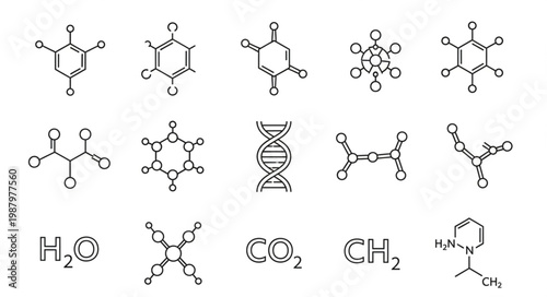 Collection of chemical formulas and molecular structures.