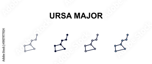 ursa major multi-style outline icon set - astronomy concept. Thin line, regular, filled, colored ursa major icon