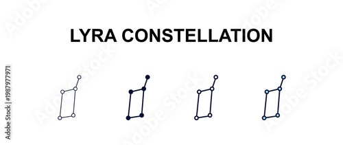 Canvastavla lyra constellation multi-style outline icon set - astronomy concept