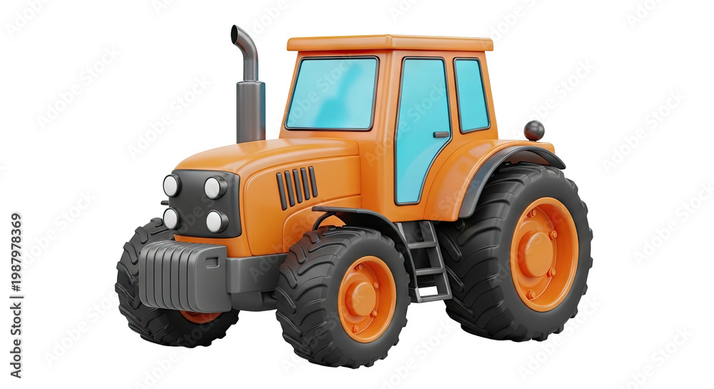 Obraz premium Stylized Orange Tractor