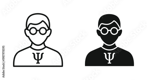 Psychologist Icon Wearing Glasses Mental Health Professional Vector