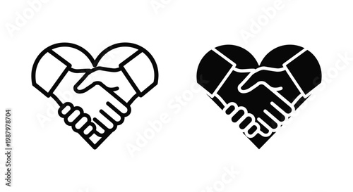 Handshake Heart Icon Partnership Business Agreement Trust Concept