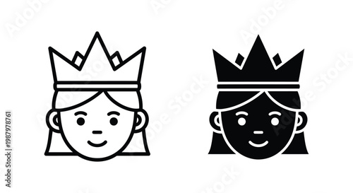 Princess Crowned Head Icon Design Vector Element