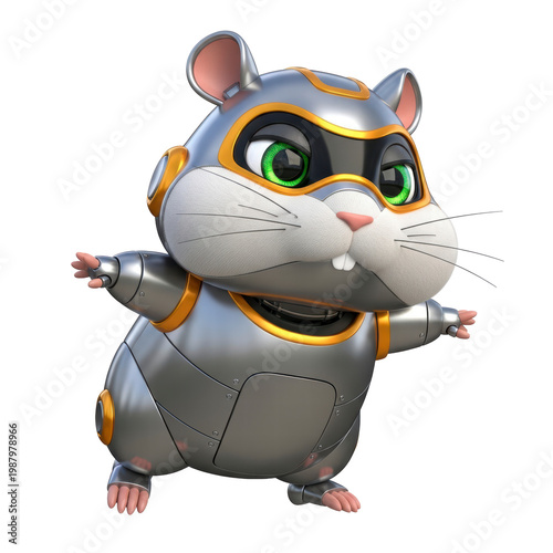 Wallpaper Mural Cute armored hamster robot character with outstretched arms Torontodigital.ca