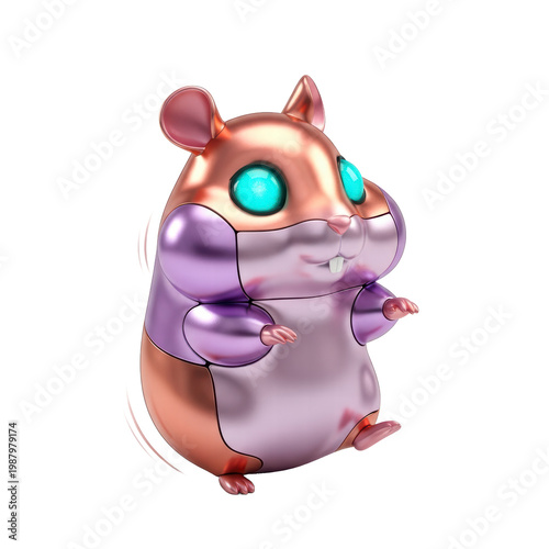 Wallpaper Mural Cute metallic robotic hamster character with glowing eyes Torontodigital.ca