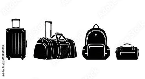 Collection of travel bags and luggage silhouettes.