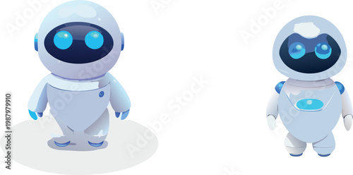 Industrial robotics and smart technology icon set, featuring robotic arms, VR headsets, automated vacuum, and 3D printing concepts.