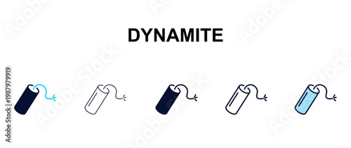 dynamite multi-style outline icon set - army and milatry concept. Thin line, regular, filled, colored dynamite icon