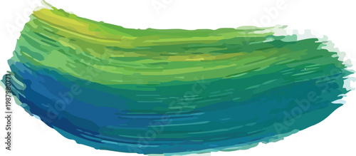 vibrant multicolor gradient brush stroke in yellow green teal and blue hand painted art on white background