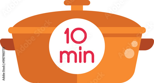 Cooking pot representing fast food preparation time or speedy recipe instructions