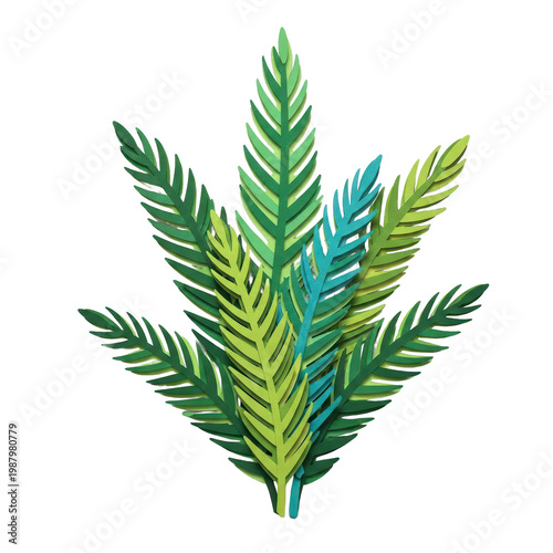 Wallpaper Mural Stylized green and blue tropical leaves illustration Torontodigital.ca