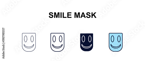 smile mask multi-style outline icon set - cinema concept. Thin line, regular, filled, colored smile mask icon