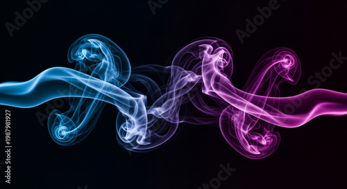  Vibrant Aethereal Neon Smoke Trails Background | Glowing Blue Purple Flow | Mystic Cosmic Energy | Abstract Dark Texture Wallpaper blue smoke on black