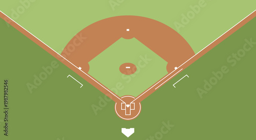Baseball field layout with markings.