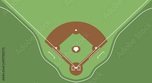 Baseball field layout with markings.