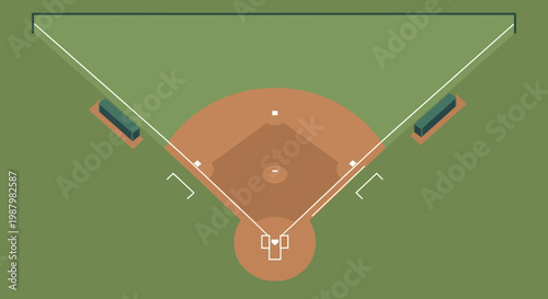Baseball field layout diagram overhead view.