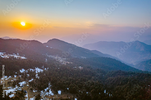 Photography A serene mountain landscape at sunset near Tungnath temple, Uttarakhand, India