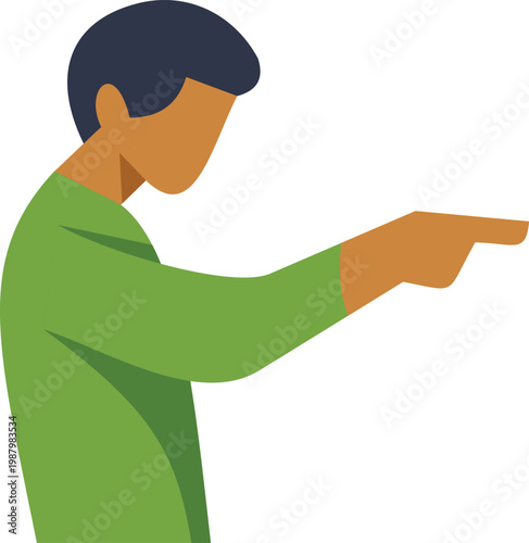 Person illustrating a gesture of guiding or indicating a specific direction