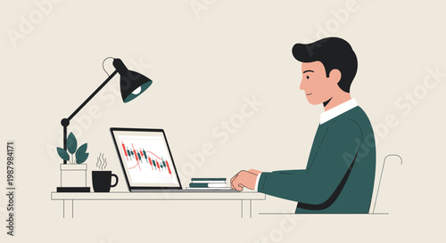 Bitcoin Flat minimalist illustration of crypto trading b