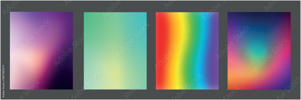 Fototapeta premium Four vertical gradient panels a spectrum of color and light