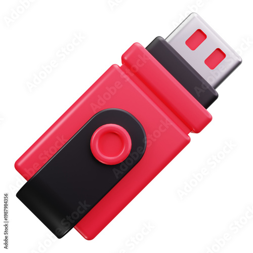 USB Storage Device Interface 3D Illustrations