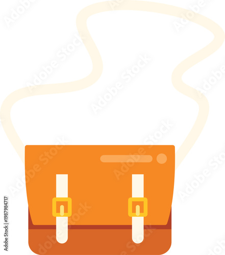 Brown leather satchel bag with buckles and a shoulder strap