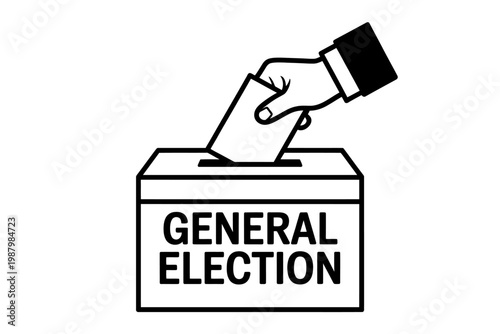 Hand putting paper into general election ballot box