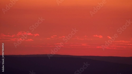 Southern Urals, Southern Kraka ridge in summer: sunrise in the mountains, sped up by 2 times.