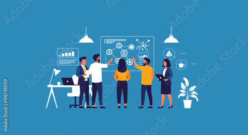 Bitcoin Flat minimalist illustration of crypto startup