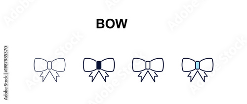 bow tie multi-style outline icon set - clothes concept. Thin line, regular, filled, colored bow tie icon