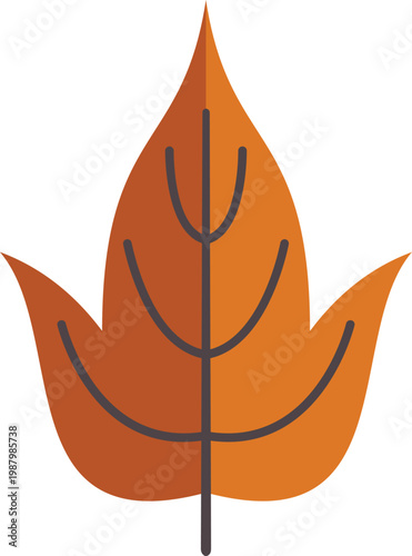 Orange autumn leaf icon representing fall season and nature