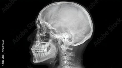 Anatomically accurate human skull  x-ray for medical education and reference